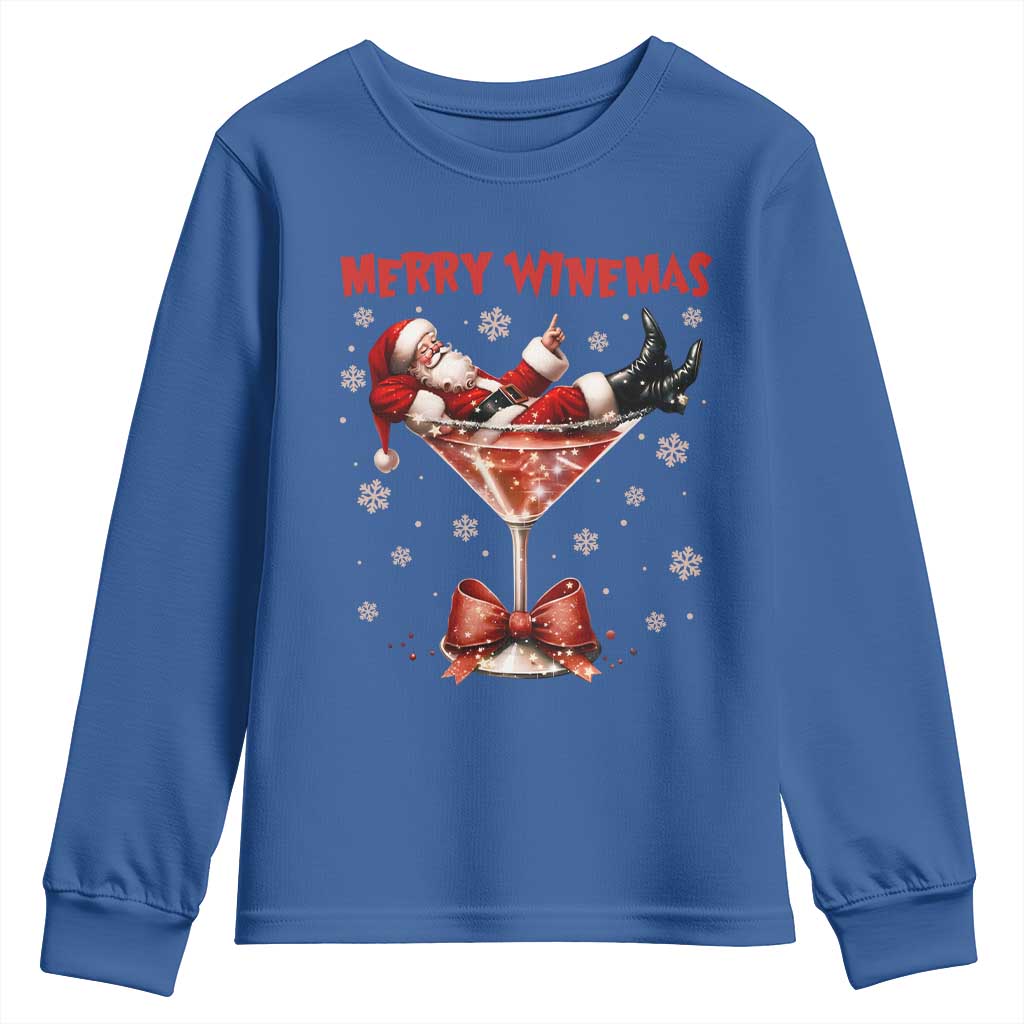 Funny Christmas Wine Youth Sweatshirt Santa Feeling Xmas - Wonder Print Shop