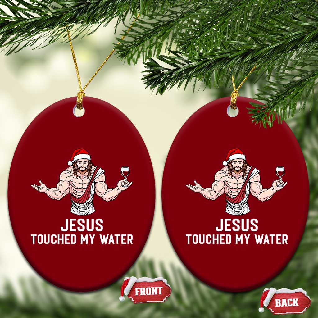 Funny Christmas Wine Ceramic Ornament Jesus Drank Wine - Wonder Print Shop