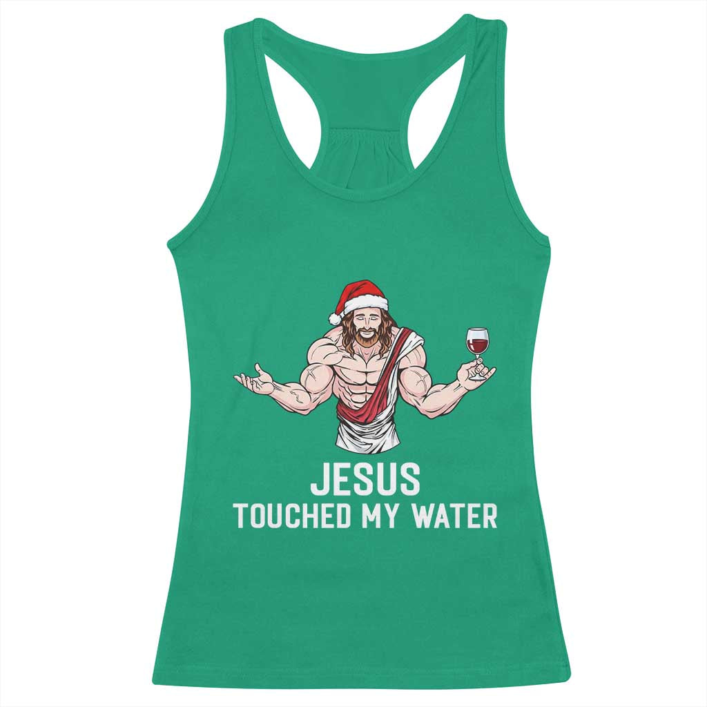 Funny Christmas Wine Racerback Tank Top Jesus Drank Wine - Wonder Print Shop