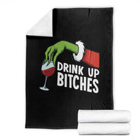 Funny Christmas Wine Throw Blanket Drink Up Bitches - Wonder Print Shop
