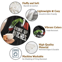 Funny Christmas Wine Throw Blanket Drink Up Bitches - Wonder Print Shop