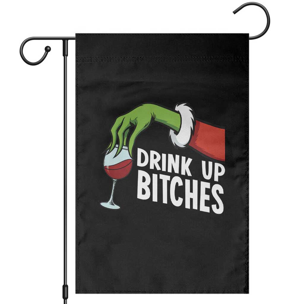 Funny Christmas Wine Garden Flag Drink Up Bitches - Wonder Print Shop