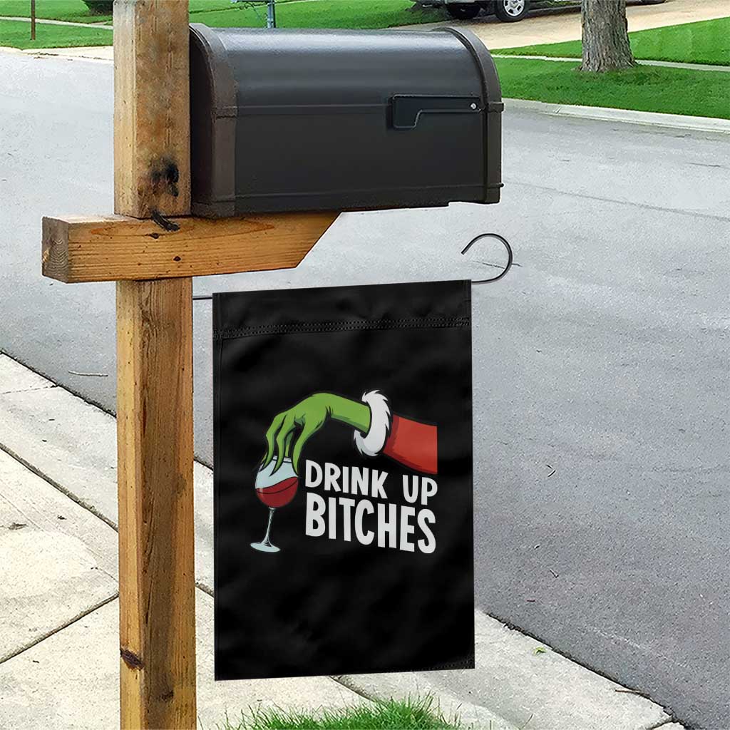 Funny Christmas Wine Garden Flag Drink Up Bitches - Wonder Print Shop