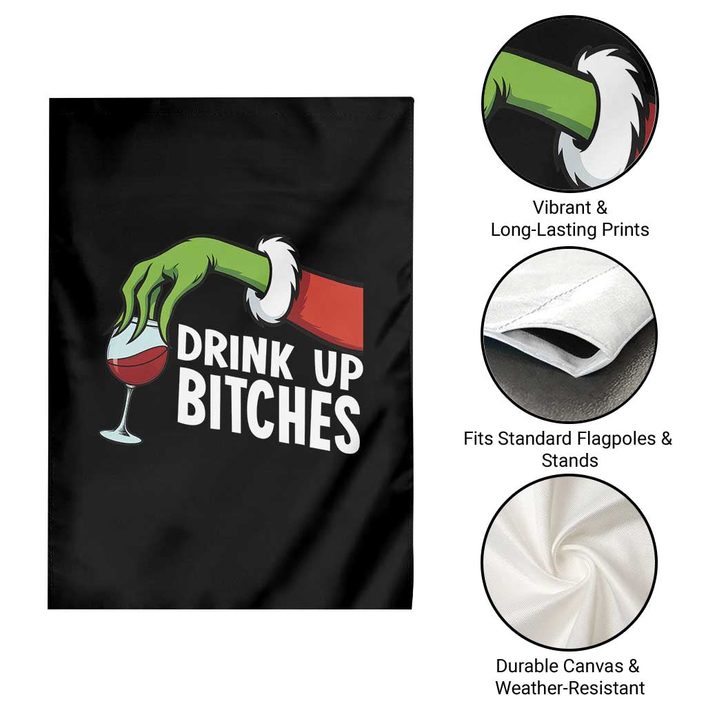 Funny Christmas Wine Garden Flag Drink Up Bitches - Wonder Print Shop