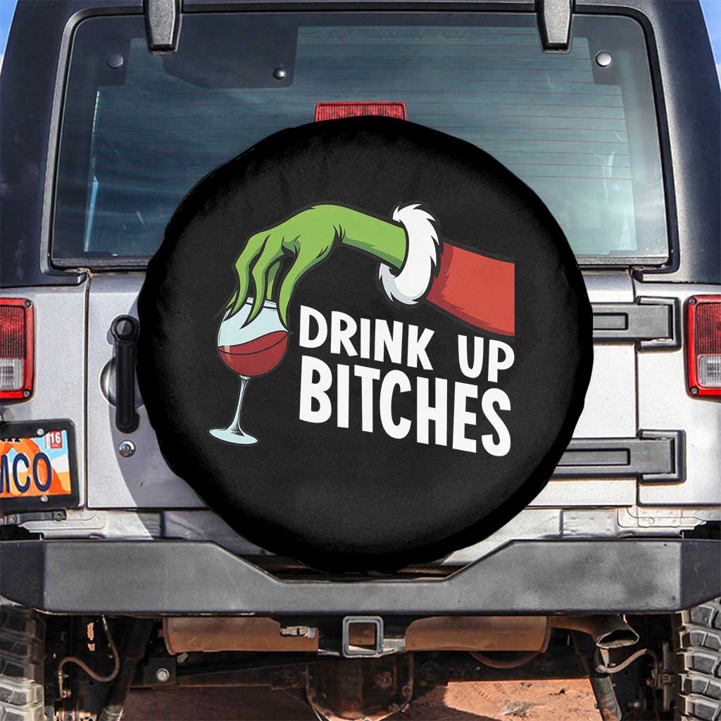 Funny Christmas Wine Spare Tire Cover Drink Up Bitches - Wonder Print Shop