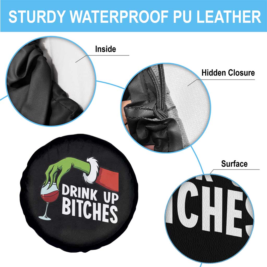 Funny Christmas Wine Spare Tire Cover Drink Up Bitches - Wonder Print Shop