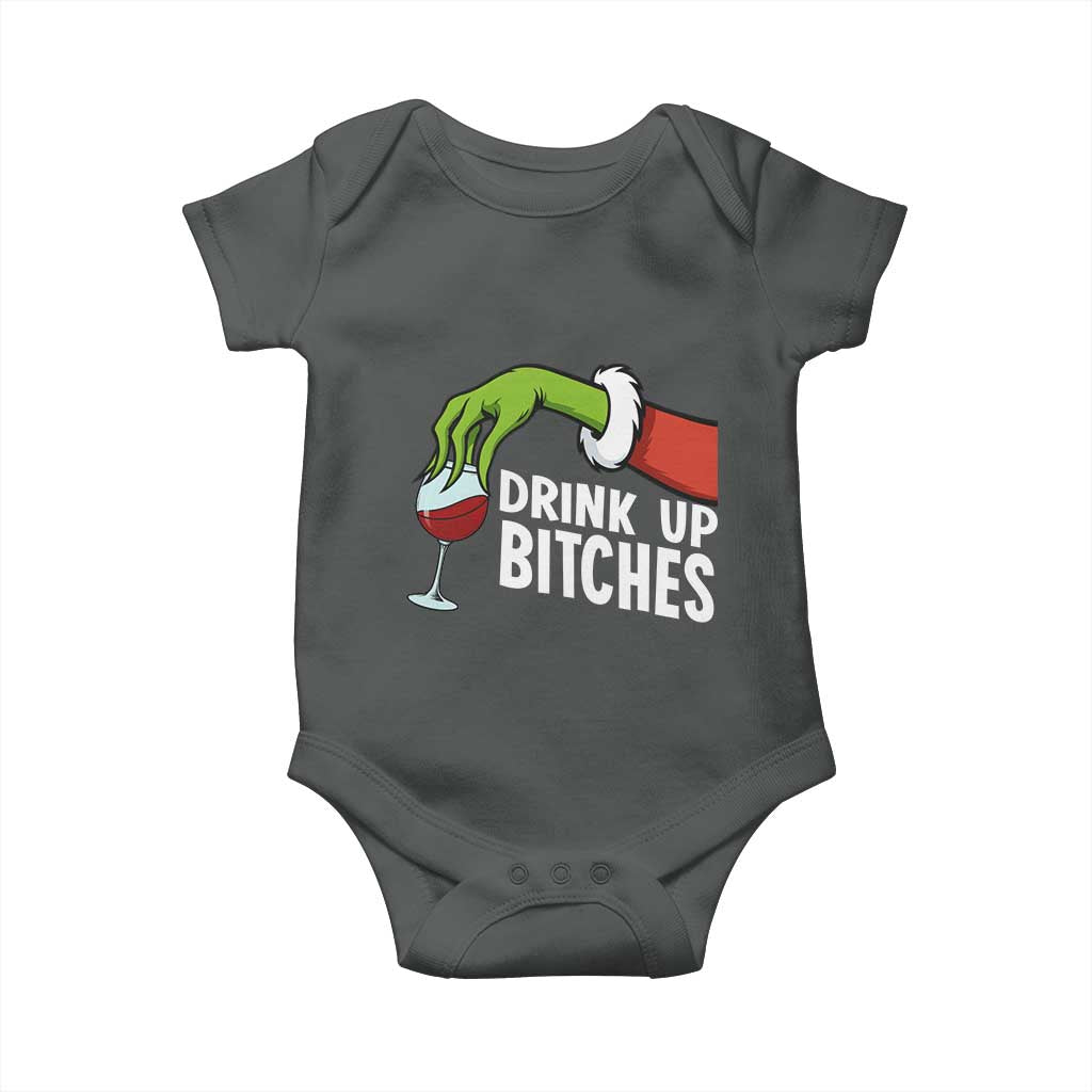 Funny Christmas Wine Baby Onesie Drink Up Bitches - Wonder Print Shop