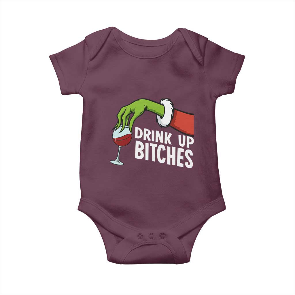 Funny Christmas Wine Baby Onesie Drink Up Bitches - Wonder Print Shop
