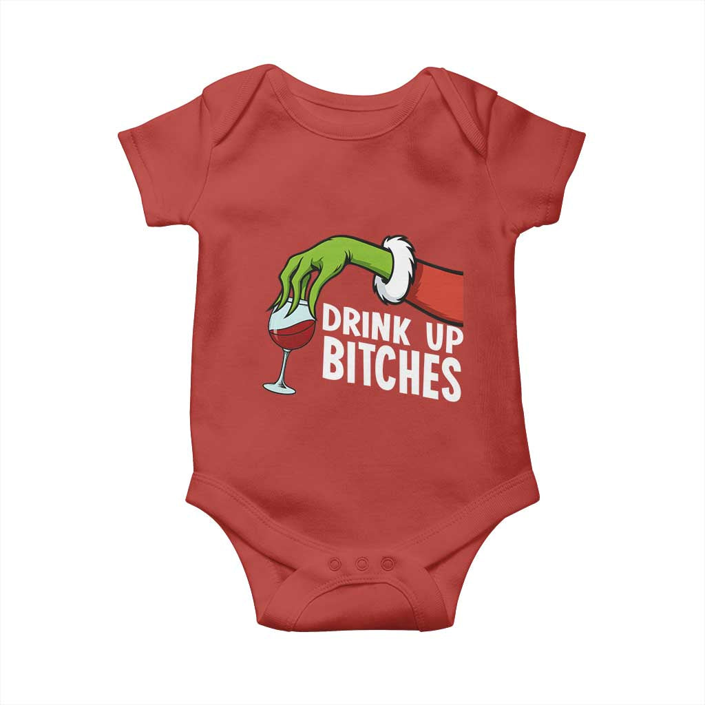 Funny Christmas Wine Baby Onesie Drink Up Bitches - Wonder Print Shop