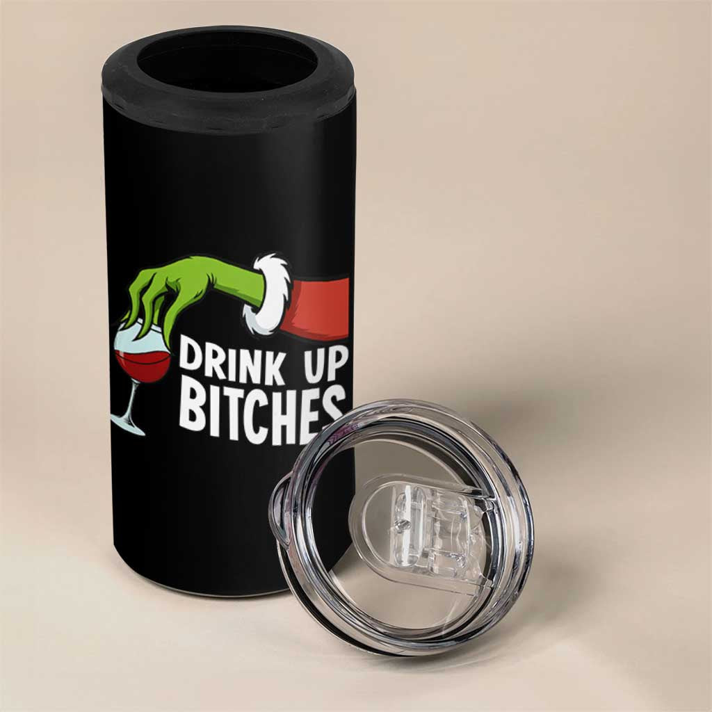 Funny Christmas Wine 4 in 1 Can Cooler Tumbler Drink Up Bitches - Wonder Print Shop
