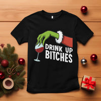 Funny Christmas Wine T Shirt Drink Up Bitches - Wonder Print Shop