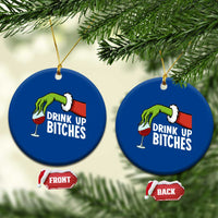 Funny Christmas Wine Ceramic Ornament Drink Up Bitches - Wonder Print Shop