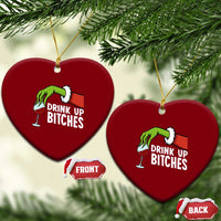 Funny Christmas Wine Ceramic Ornament Drink Up Bitches - Wonder Print Shop