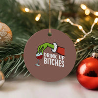 Funny Christmas Wine Ceramic Ornament Drink Up Bitches - Wonder Print Shop