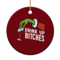 Funny Christmas Wine Ceramic Ornament Drink Up Bitches - Wonder Print Shop