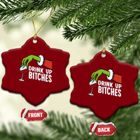 Funny Christmas Wine Ceramic Ornament Drink Up Bitches - Wonder Print Shop