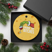 Funny Christmas Wine Ceramic Ornament Drink Up Bitches - Wonder Print Shop