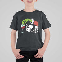Funny Christmas Wine T Shirt For Kid Drink Up Bitches - Wonder Print Shop