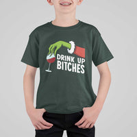 Funny Christmas Wine T Shirt For Kid Drink Up Bitches - Wonder Print Shop