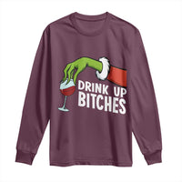 Funny Christmas Wine Long Sleeve Shirt Drink Up Bitches - Wonder Print Shop