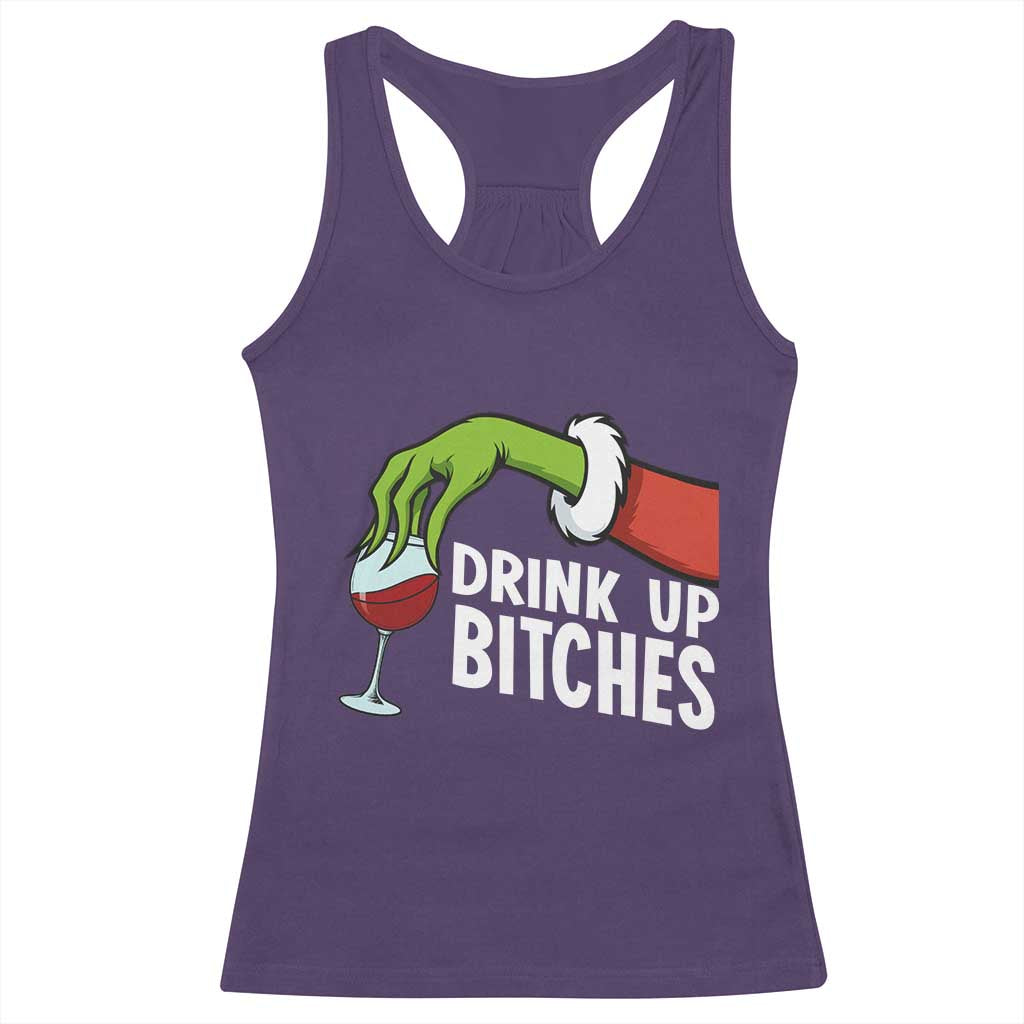 Funny Christmas Wine Racerback Tank Top Drink Up Bitches - Wonder Print Shop
