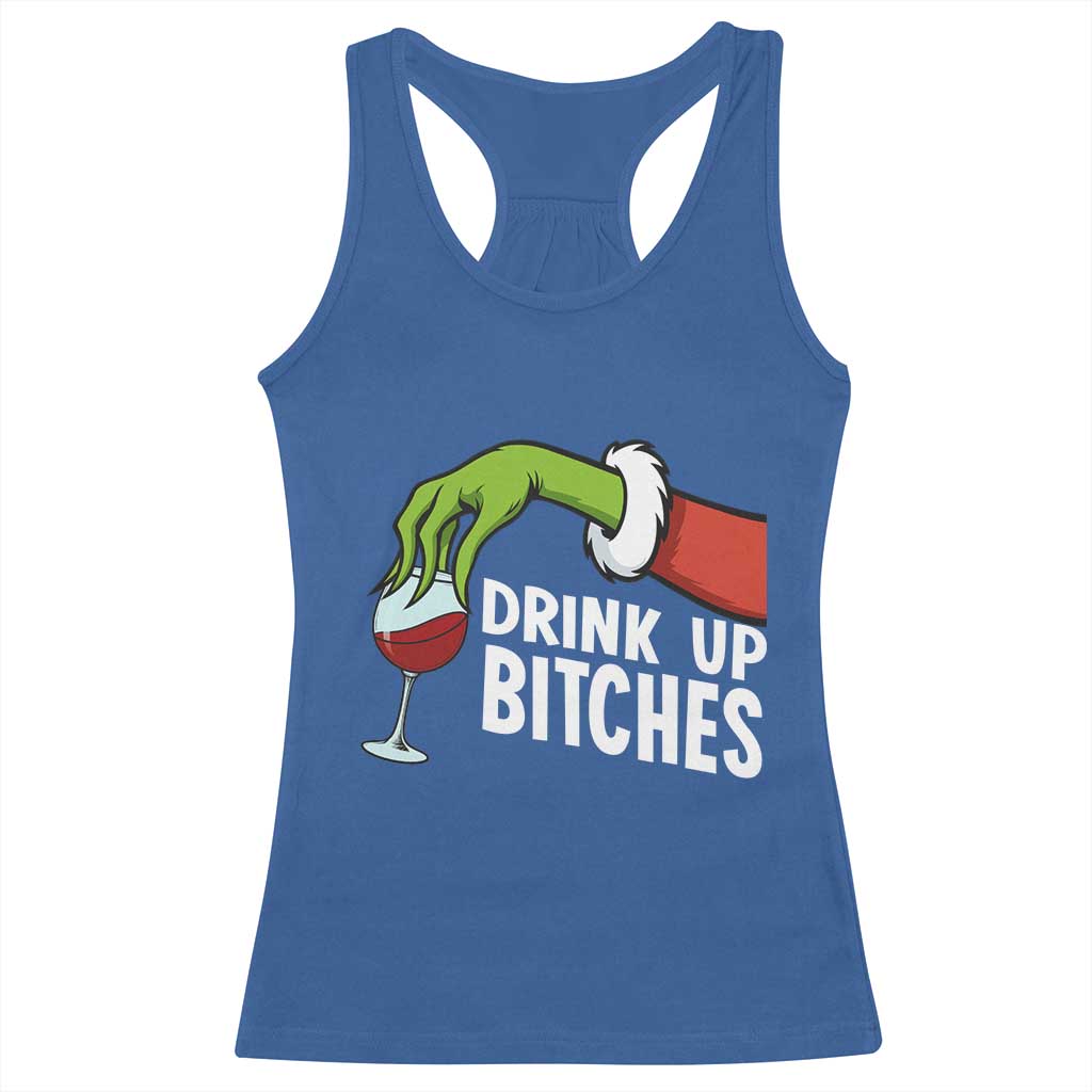 Funny Christmas Wine Racerback Tank Top Drink Up Bitches - Wonder Print Shop