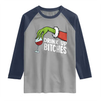 Funny Christmas Wine Raglan Shirt Drink Up Bitches - Wonder Print Shop