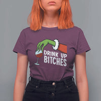 Funny Christmas Wine T Shirt For Women Drink Up Bitches - Wonder Print Shop