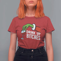 Funny Christmas Wine T Shirt For Women Drink Up Bitches - Wonder Print Shop