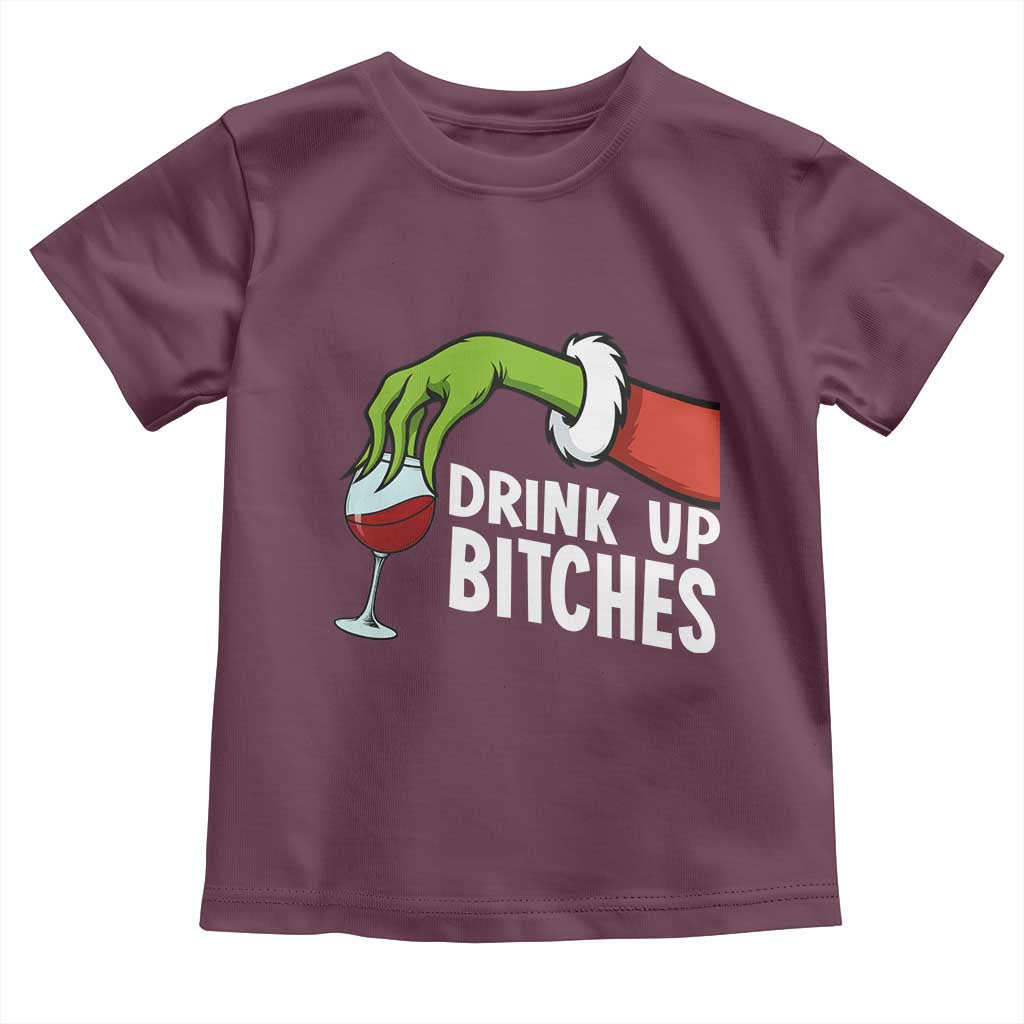 Funny Christmas Wine Toddler T Shirt Drink Up Bitches - Wonder Print Shop