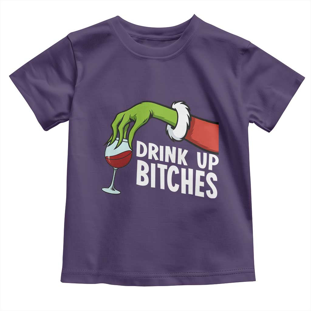 Funny Christmas Wine Toddler T Shirt Drink Up Bitches - Wonder Print Shop