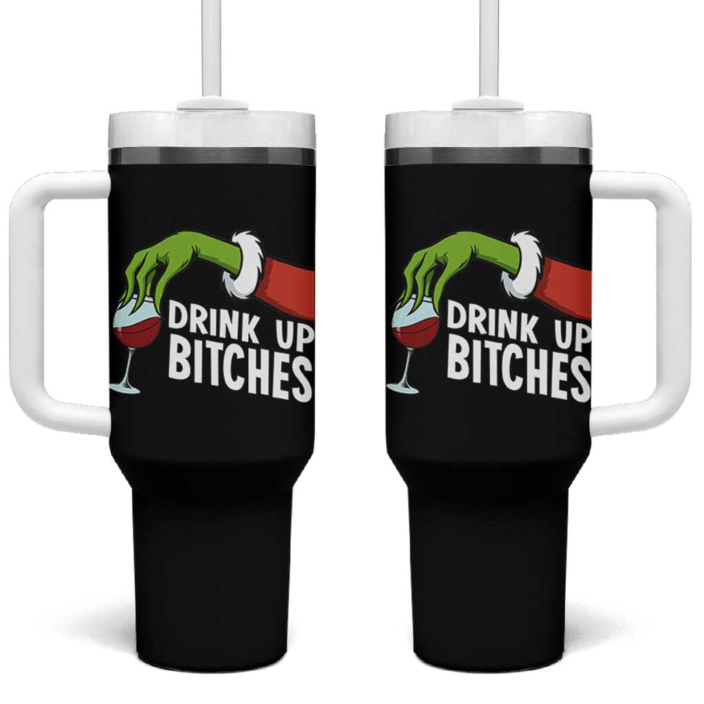 Funny Christmas Wine Tumbler With Handle Drink Up Bitches - Wonder Print Shop