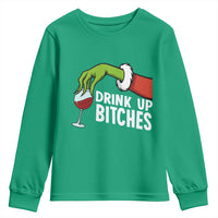Funny Christmas Wine Youth Sweatshirt Drink Up Bitches - Wonder Print Shop