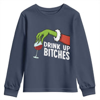 Funny Christmas Wine Youth Sweatshirt Drink Up Bitches - Wonder Print Shop