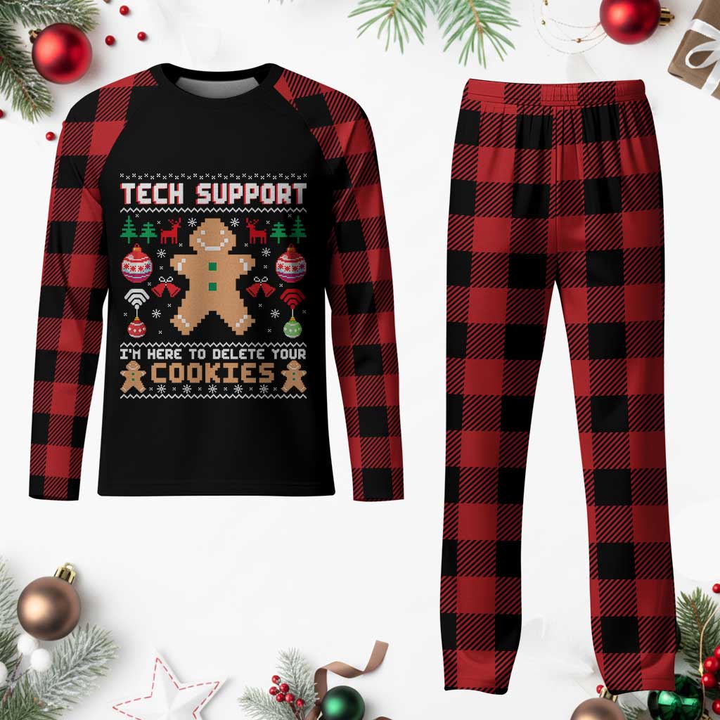 Tech Support Christmas Plaid Pajama Set I Am Here To Delete Your Cookies - Wonder Print Shop