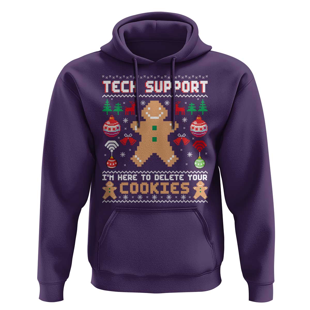 Tech Support Christmas Hoodie I Am Here To Delete Your Cookies - Wonder Print Shop