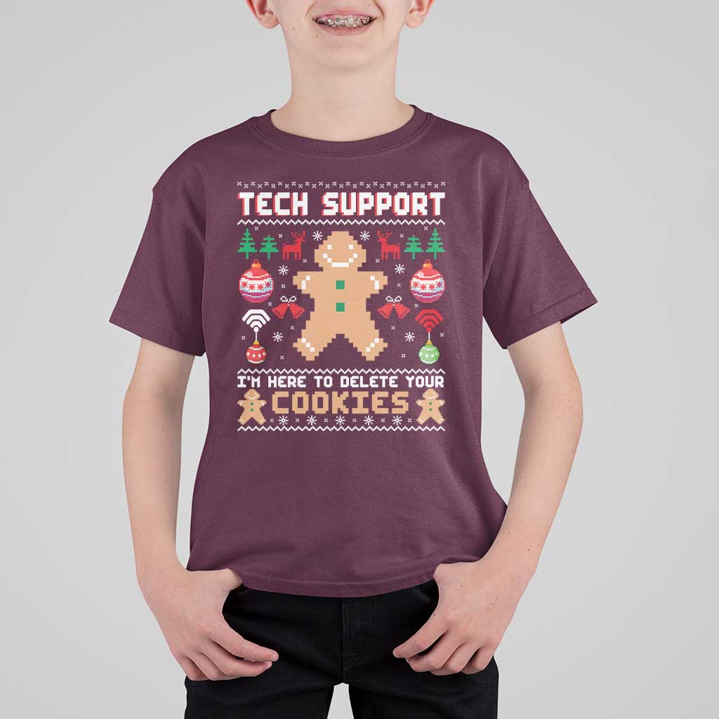 Tech Support Christmas T Shirt For Kid I Am Here To Delete Your Cookies - Wonder Print Shop