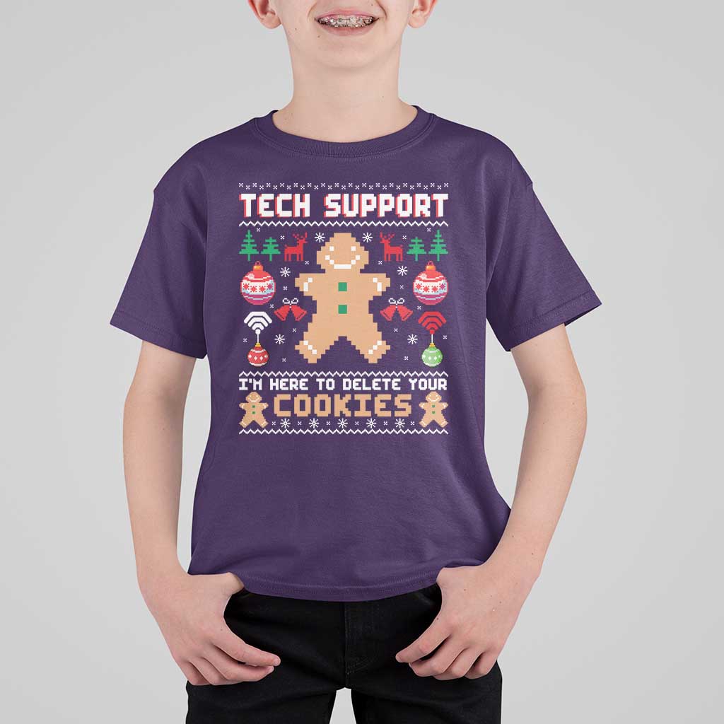 Tech Support Christmas T Shirt For Kid I Am Here To Delete Your Cookies - Wonder Print Shop