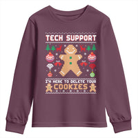 Tech Support Christmas Youth Sweatshirt I Am Here To Delete Your Cookies - Wonder Print Shop