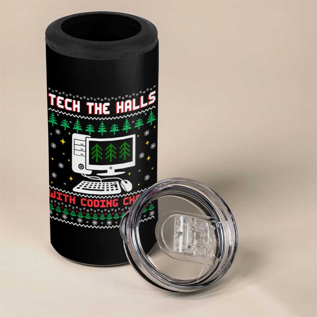 Tech Support Christmas 4 in 1 Can Cooler Tumbler Tech The Halls With Cooking Cheer - Wonder Print Shop