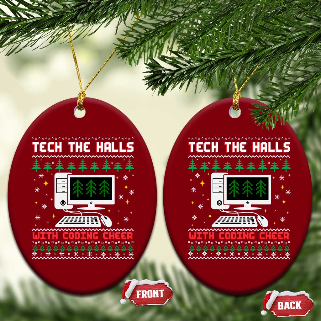 Tech Support Christmas Ceramic Ornament Tech The Halls With Cooking Cheer - Wonder Print Shop