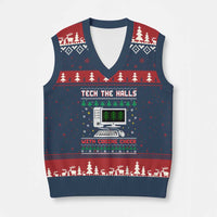 Tech Support Xmas V-Neck Knit Sweater Vest Tech The Halls With Cooking Cheer - Wonder Print Shop