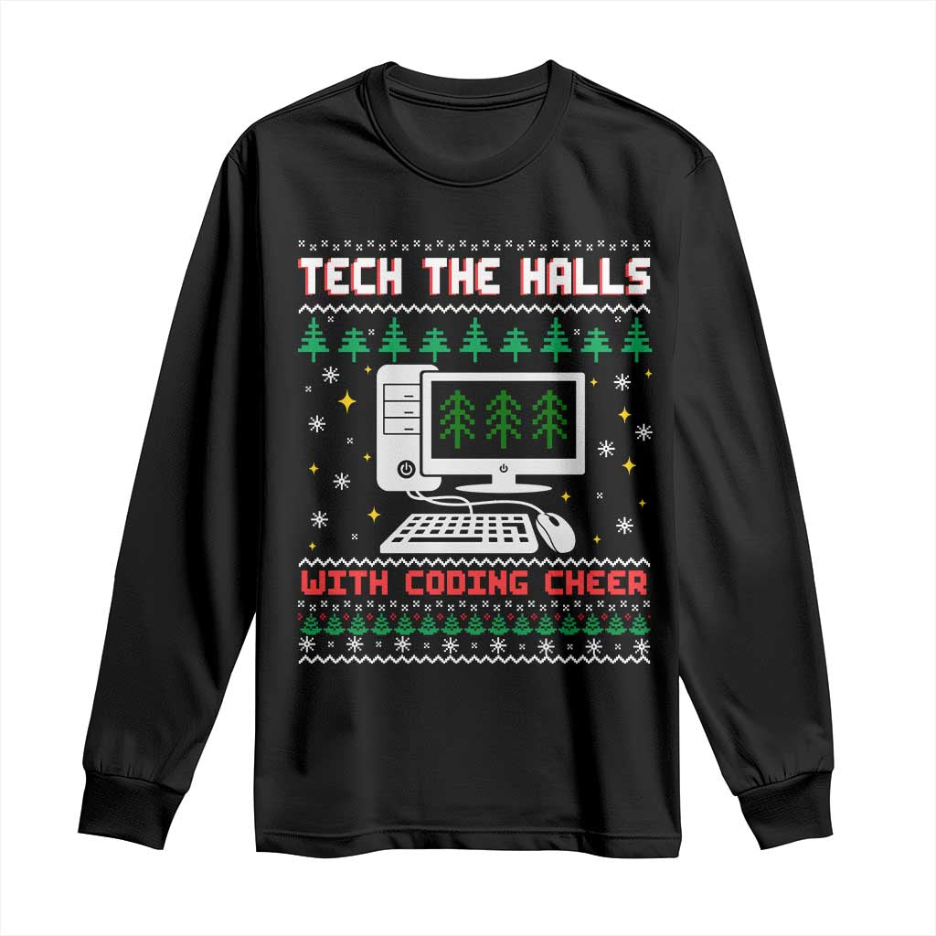 Tech Support Christmas Long Sleeve Shirt Tech The Halls With Cooking Cheer - Wonder Print Shop