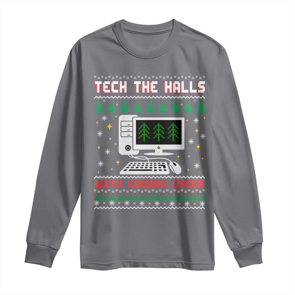 Tech Support Christmas Long Sleeve Shirt Tech The Halls With Cooking Cheer - Wonder Print Shop