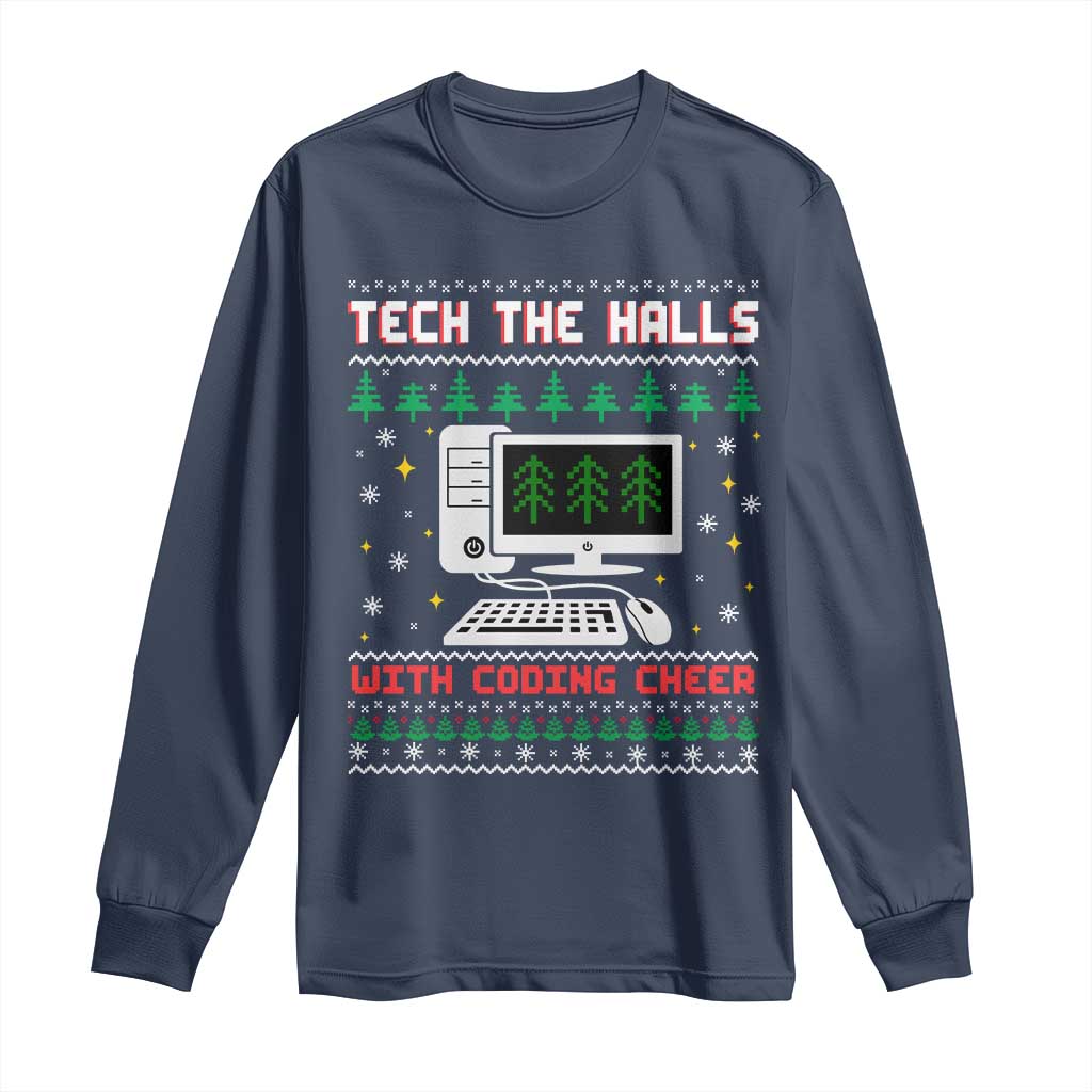 Tech Support Christmas Long Sleeve Shirt Tech The Halls With Cooking Cheer - Wonder Print Shop