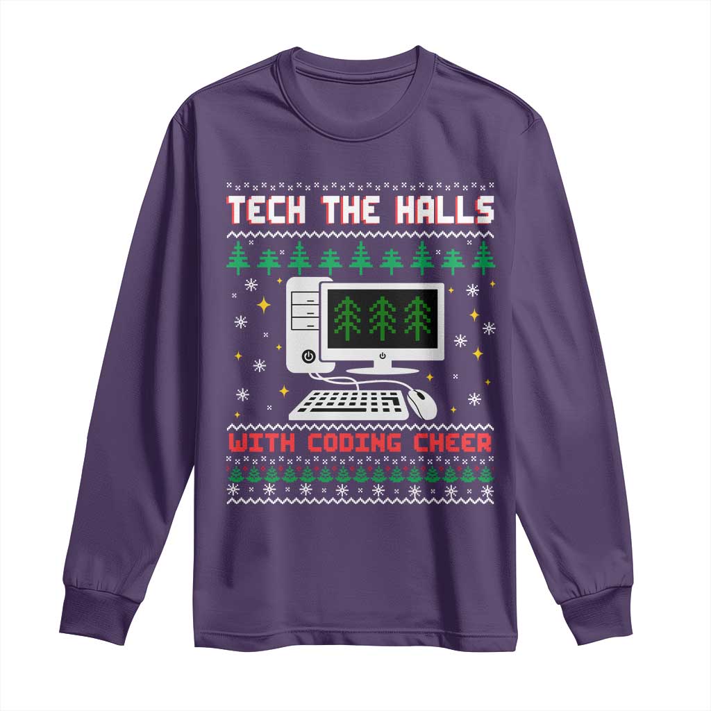 Tech Support Christmas Long Sleeve Shirt Tech The Halls With Cooking Cheer - Wonder Print Shop