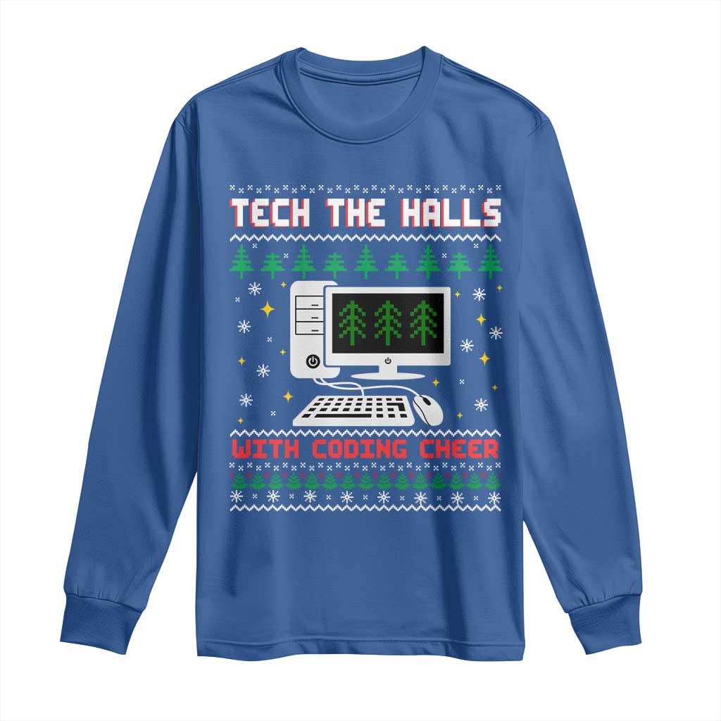 Tech Support Christmas Long Sleeve Shirt Tech The Halls With Cooking Cheer - Wonder Print Shop