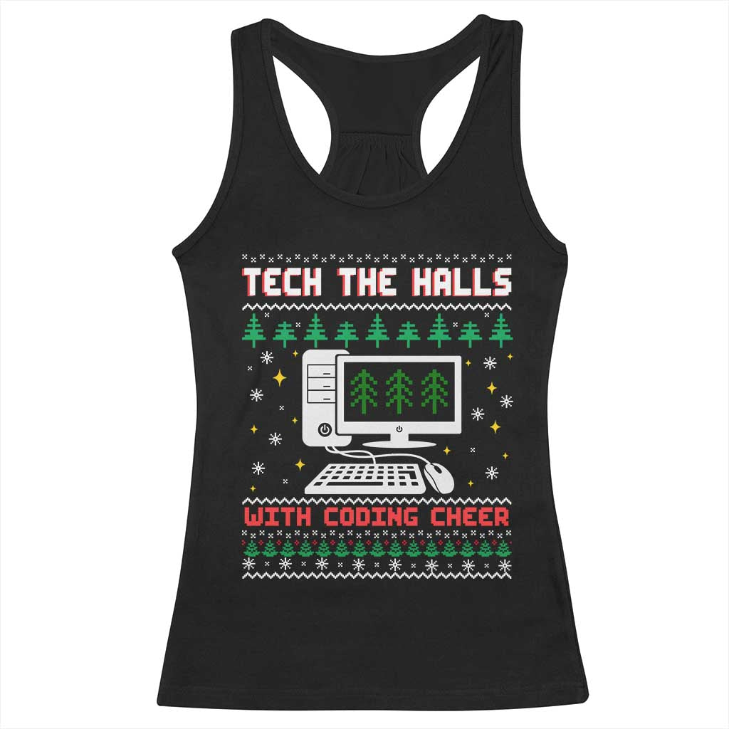 Tech Support Christmas Racerback Tank Top Tech The Halls With Cooking Cheer - Wonder Print Shop