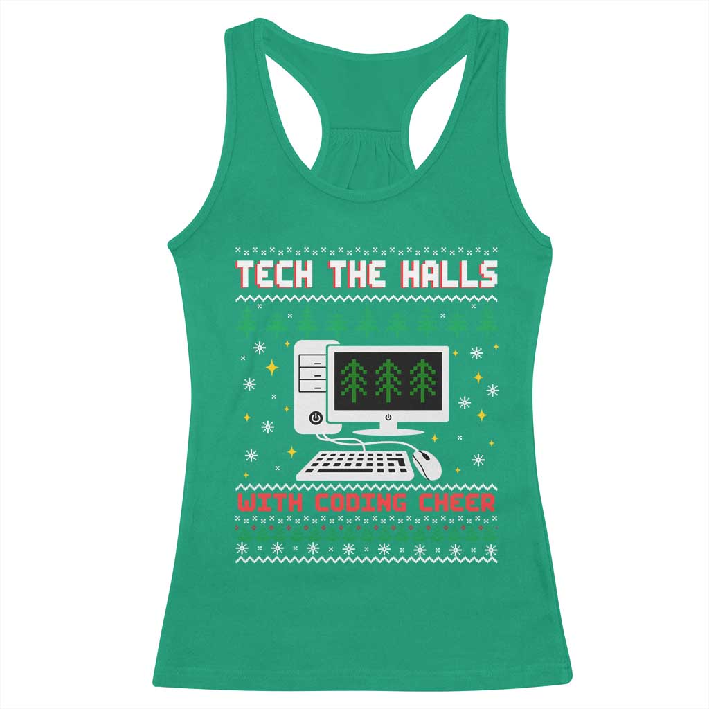 Tech Support Christmas Racerback Tank Top Tech The Halls With Cooking Cheer - Wonder Print Shop