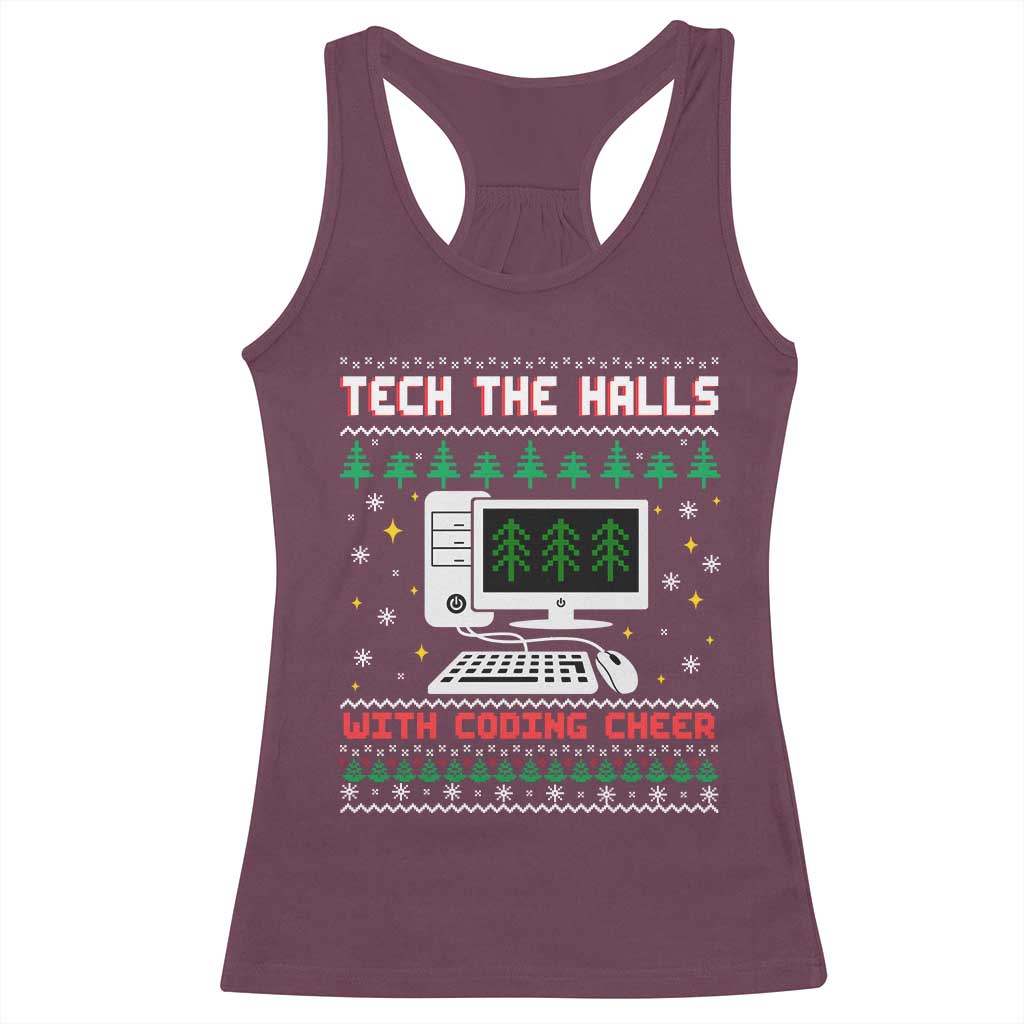 Tech Support Christmas Racerback Tank Top Tech The Halls With Cooking Cheer - Wonder Print Shop